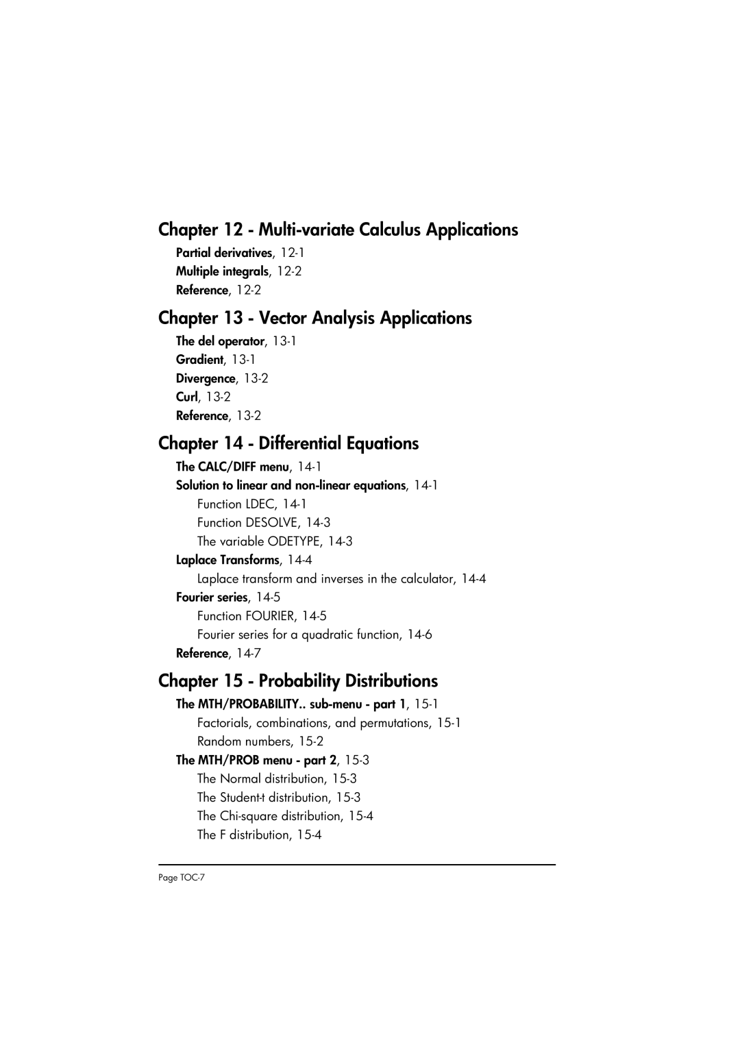 HP 50g Multi-variateCalculus Applications, Vector Analysis Applications, Differential Equations, Probability Distributions 