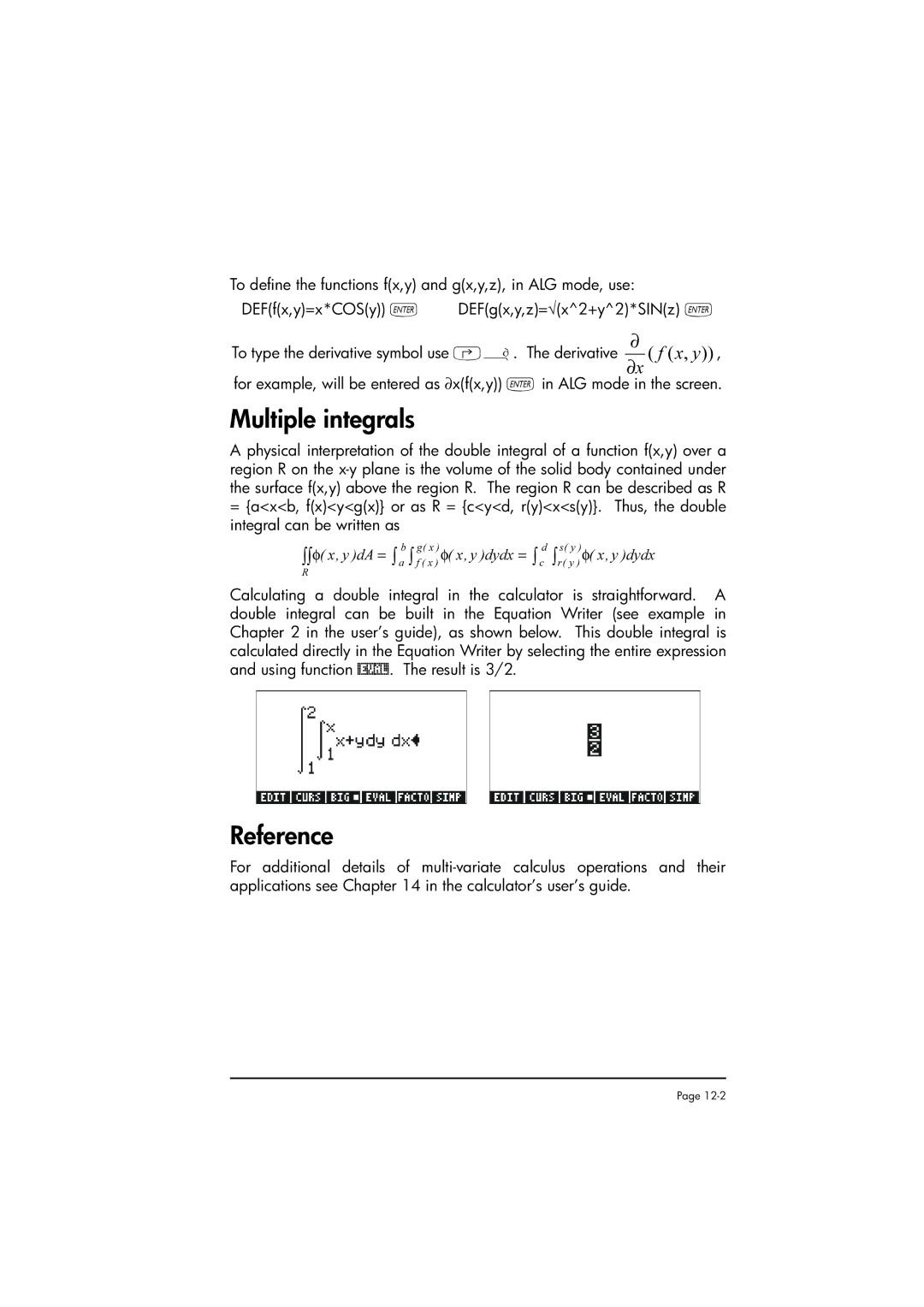 HP 50g manual Multiple integrals 