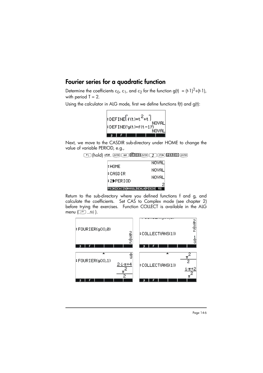 HP 50g manual Fourier series for a quadratic function 