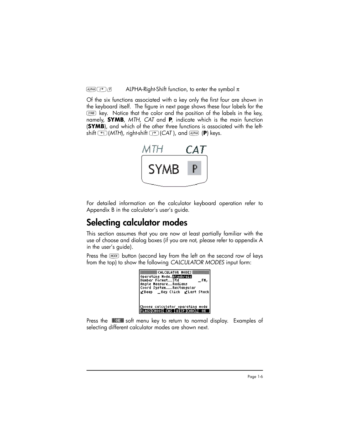 HP 50g manual Selecting calculator modes 