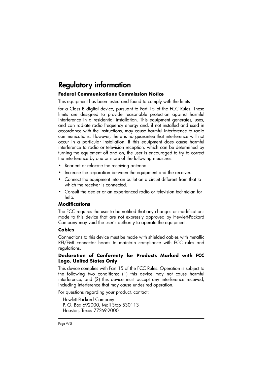 HP 50g manual Regulatory information, Federal Communications Commission Notice 