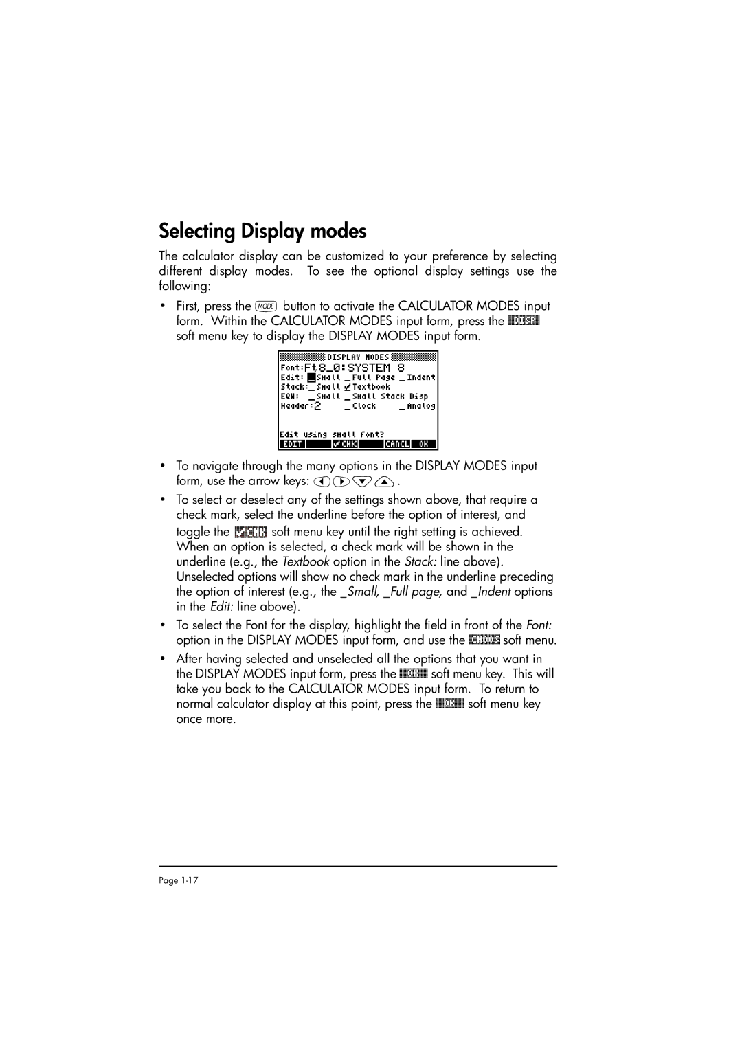 HP 50g manual Selecting Display modes 