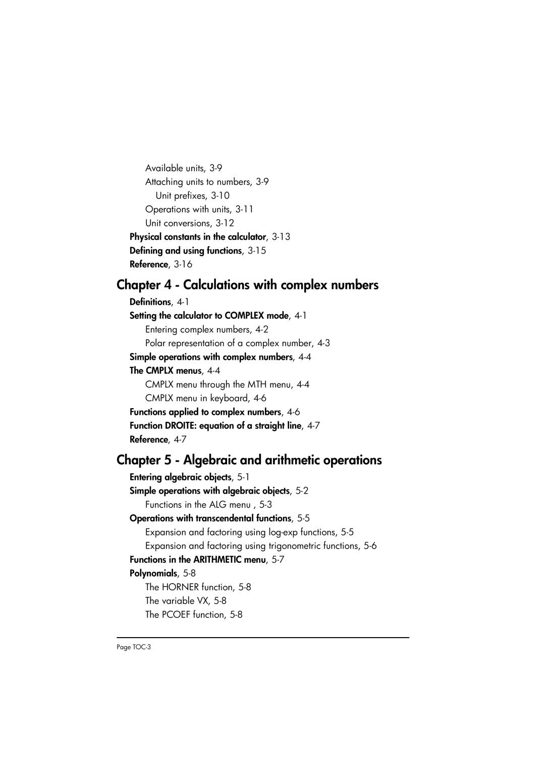 HP 50g manual Calculations with complex numbers, Algebraic and arithmetic operations 