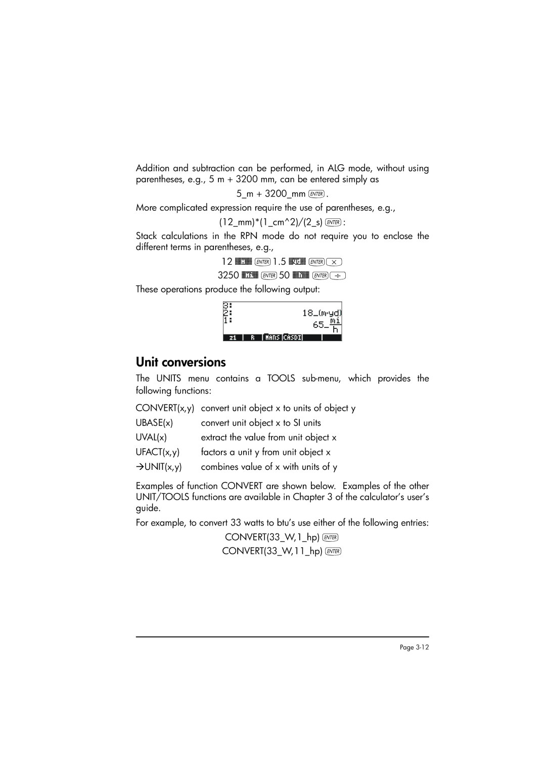 HP 50g manual Unit conversions 