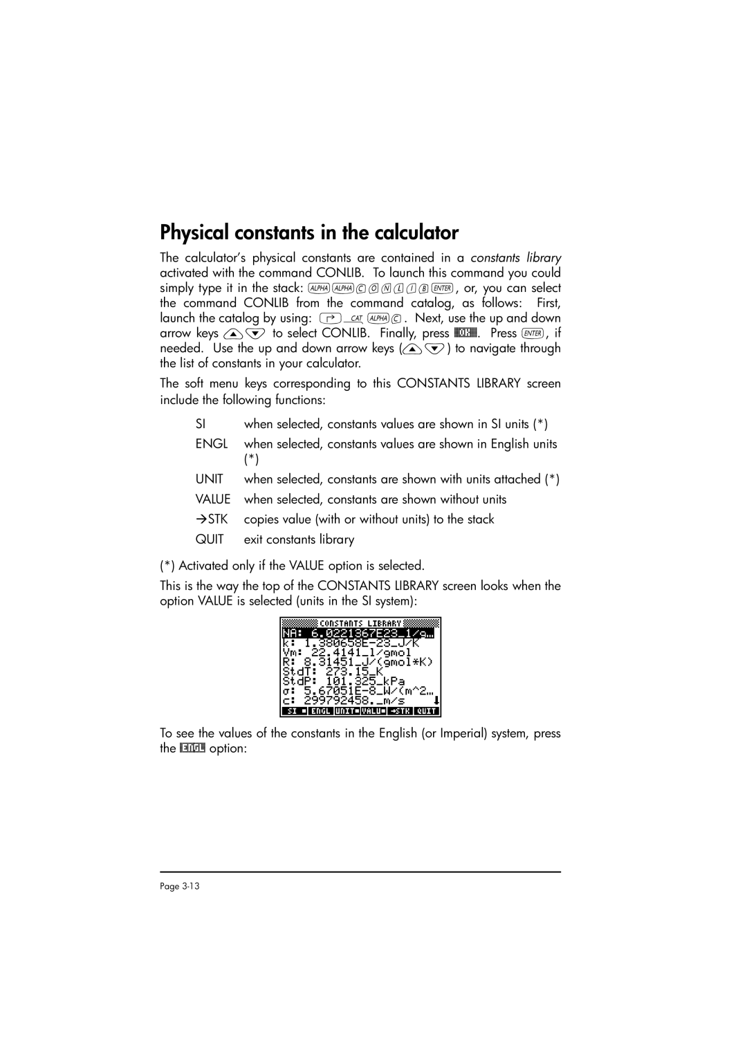 HP 50g manual Physical constants in the calculator, Quit 