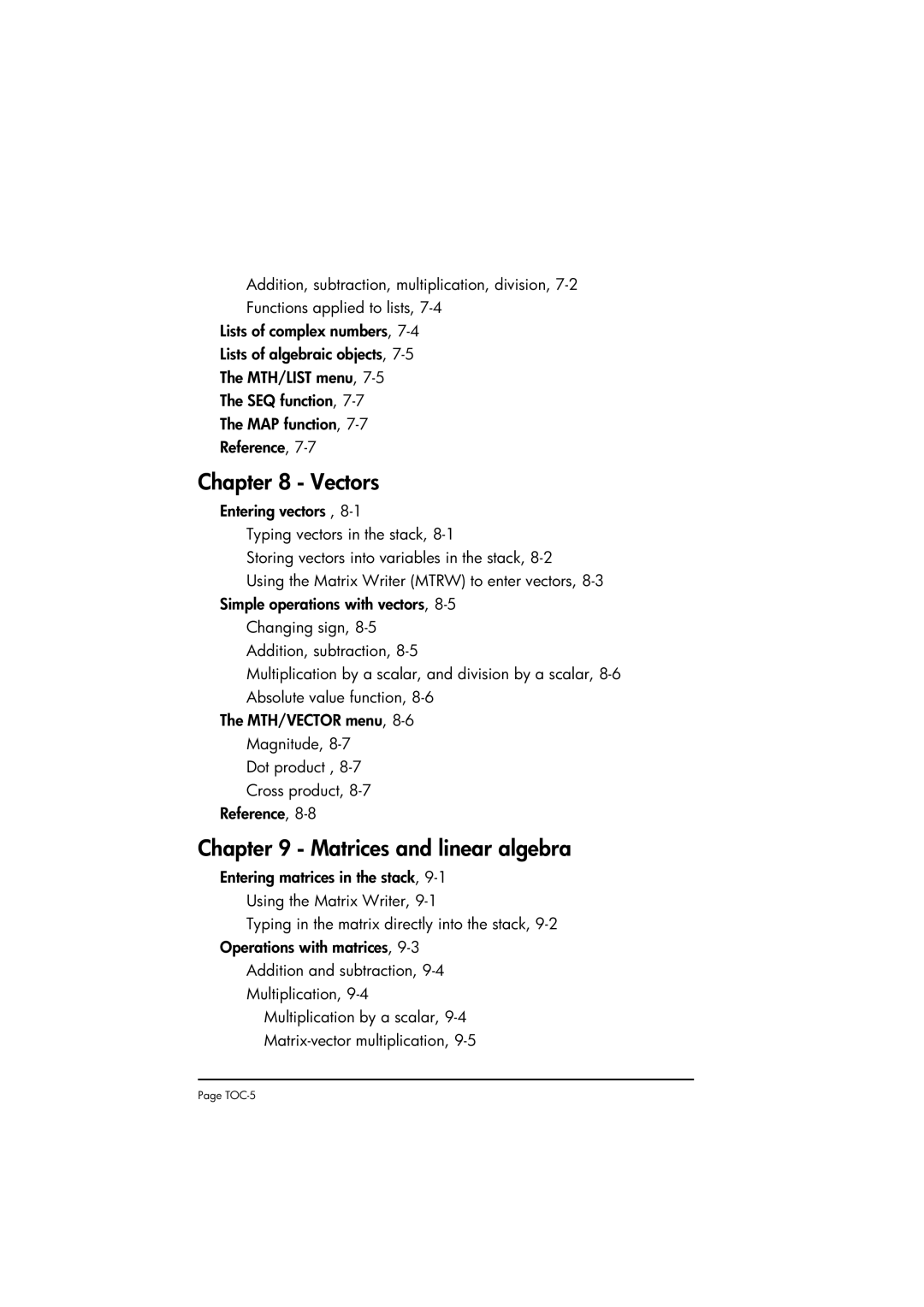 HP 50g manual Vectors, Matrices and linear algebra 