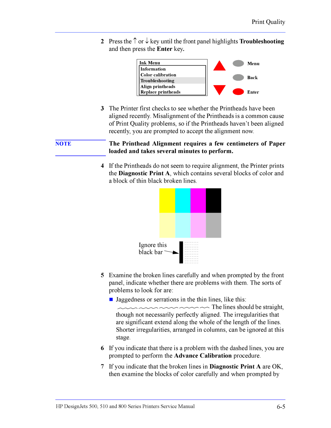 HP 510 Inkjet Large Format CH336A#B1K manual Printhead Alignment requires a few centimeters of Paper 