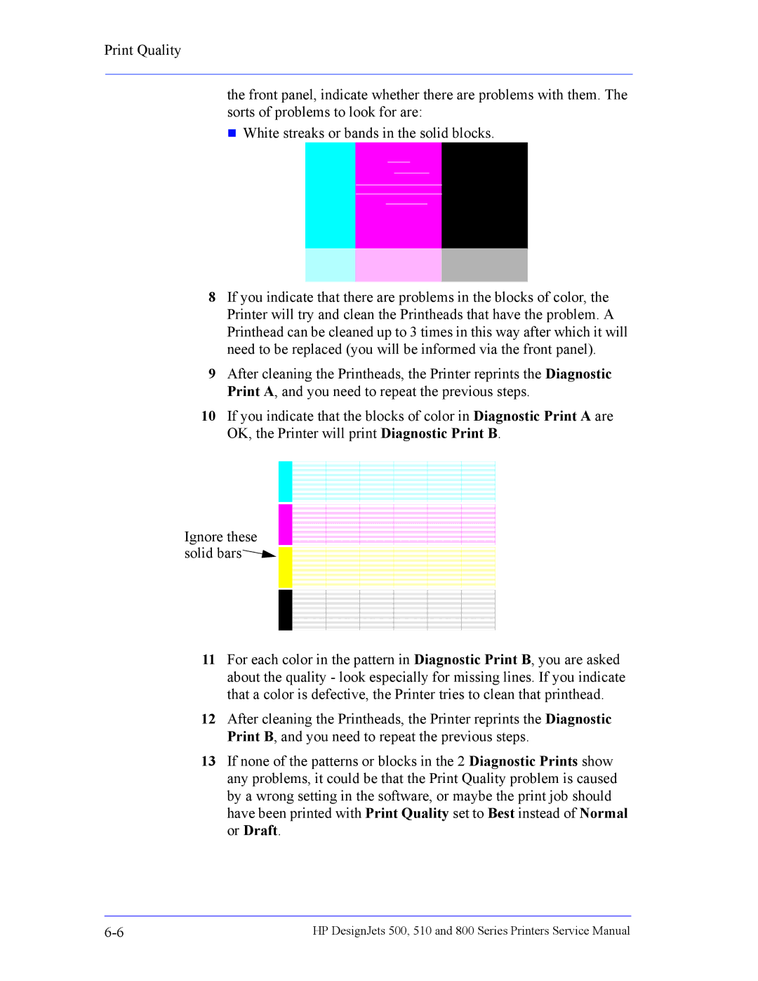 HP 510 Inkjet Large Format CH336A#B1K manual Ignore these solid bars 