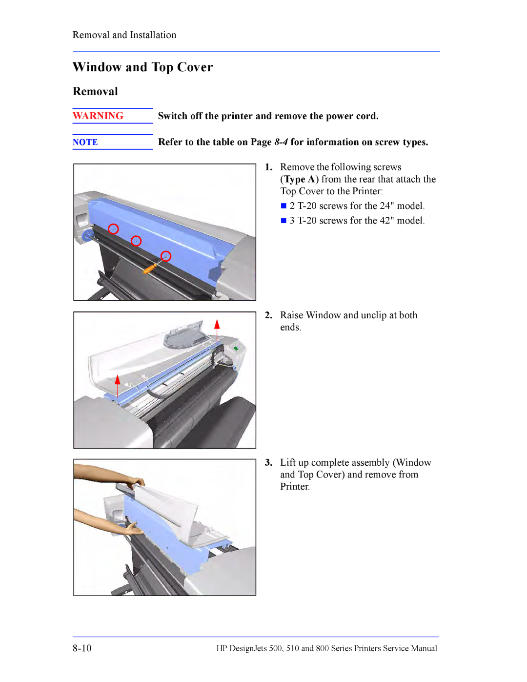 HP 510 Inkjet Large Format CH336A#B1K manual Window and Top Cover 