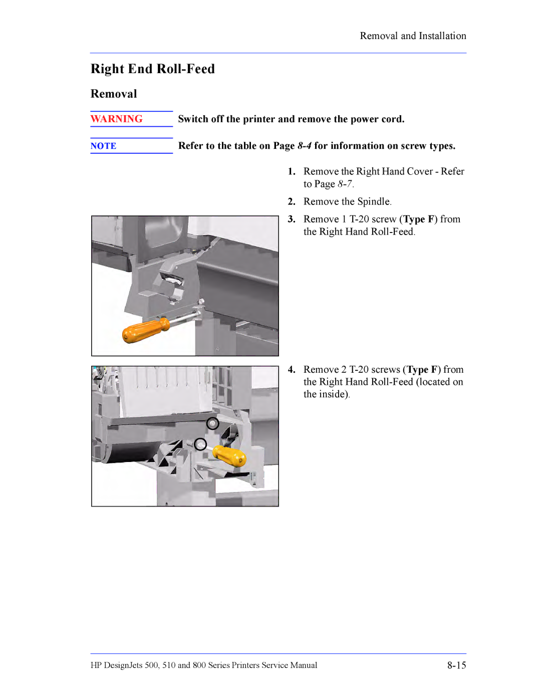 HP 510 Inkjet Large Format CH336A#B1K manual Right End Roll-Feed 