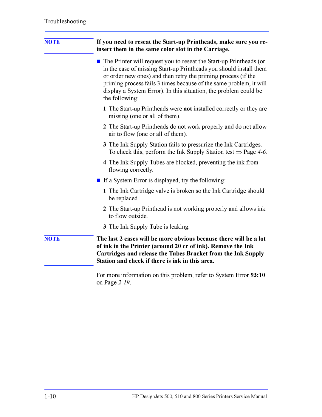 HP 510 Inkjet Large Format CH336A#B1K manual Troubleshooting 