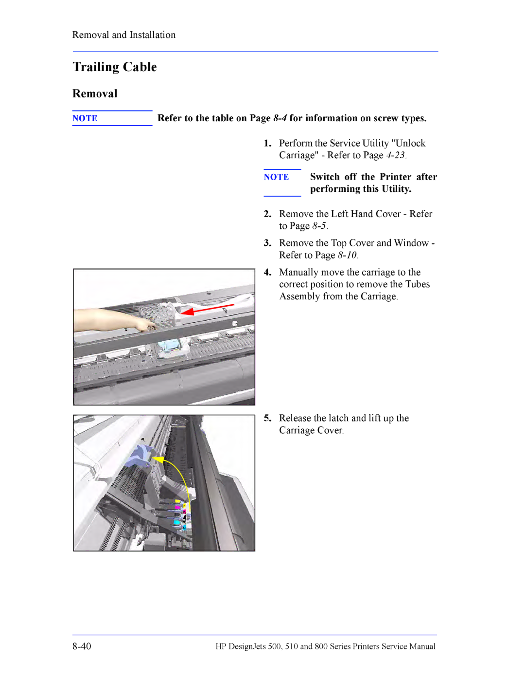 HP 510 Inkjet Large Format CH336A#B1K manual Trailing Cable 