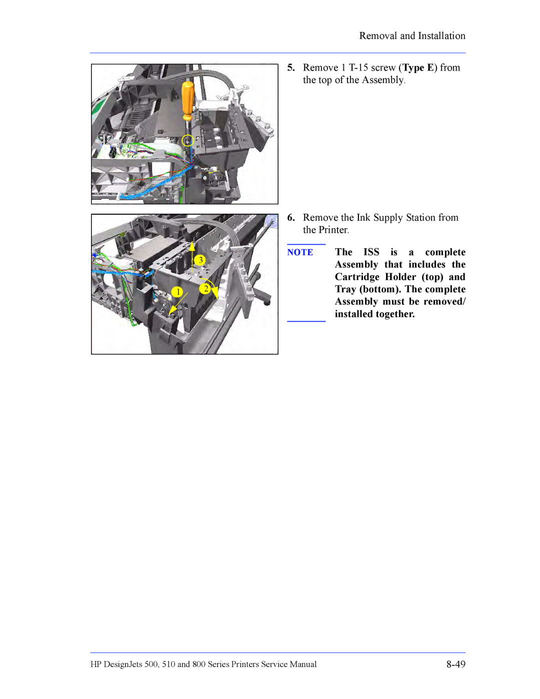 HP 510 Inkjet Large Format CH336A#B1K ISS is a complete, Assembly that includes, Cartridge Holder top, Installed together 