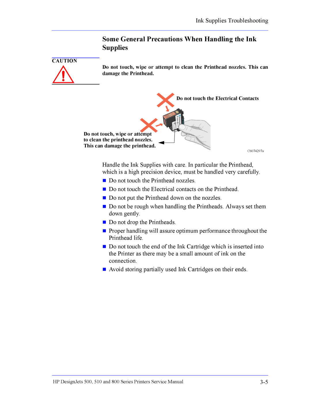 HP 510 Inkjet Large Format CH336A#B1K manual Some General Precautions When Handling the Ink Supplies 