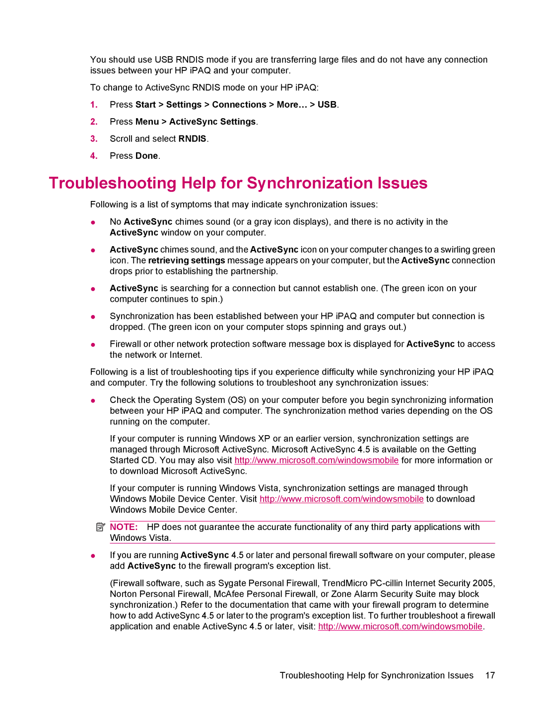 HP 510 manual Troubleshooting Help for Synchronization Issues 