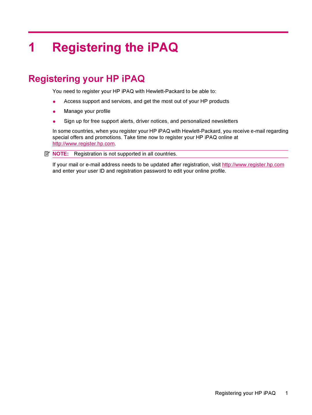 HP 510 manual Registering the iPAQ, Registering your HP iPAQ 