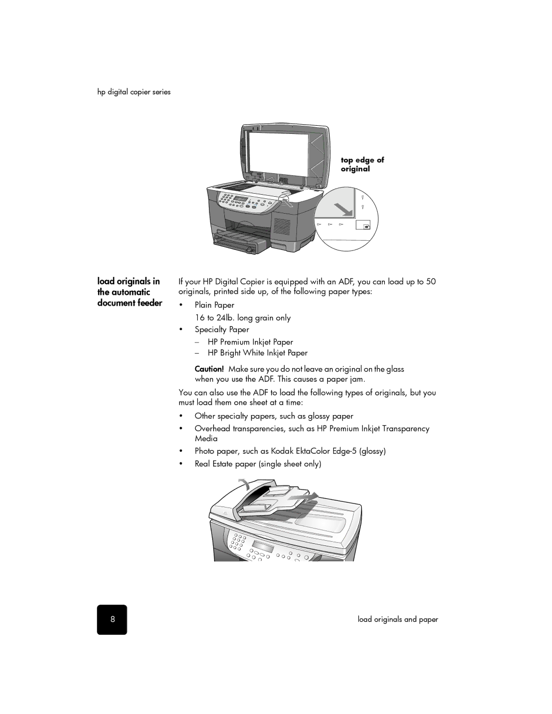 HP 510 manual Load originals in the automatic document feeder 