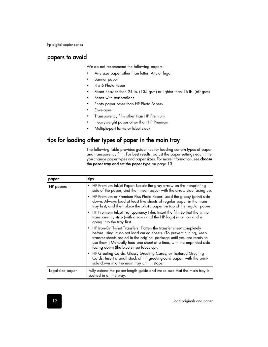 HP 510 manual Papers to avoid, Tips for loading other types of paper in the main tray, Paper Tips 