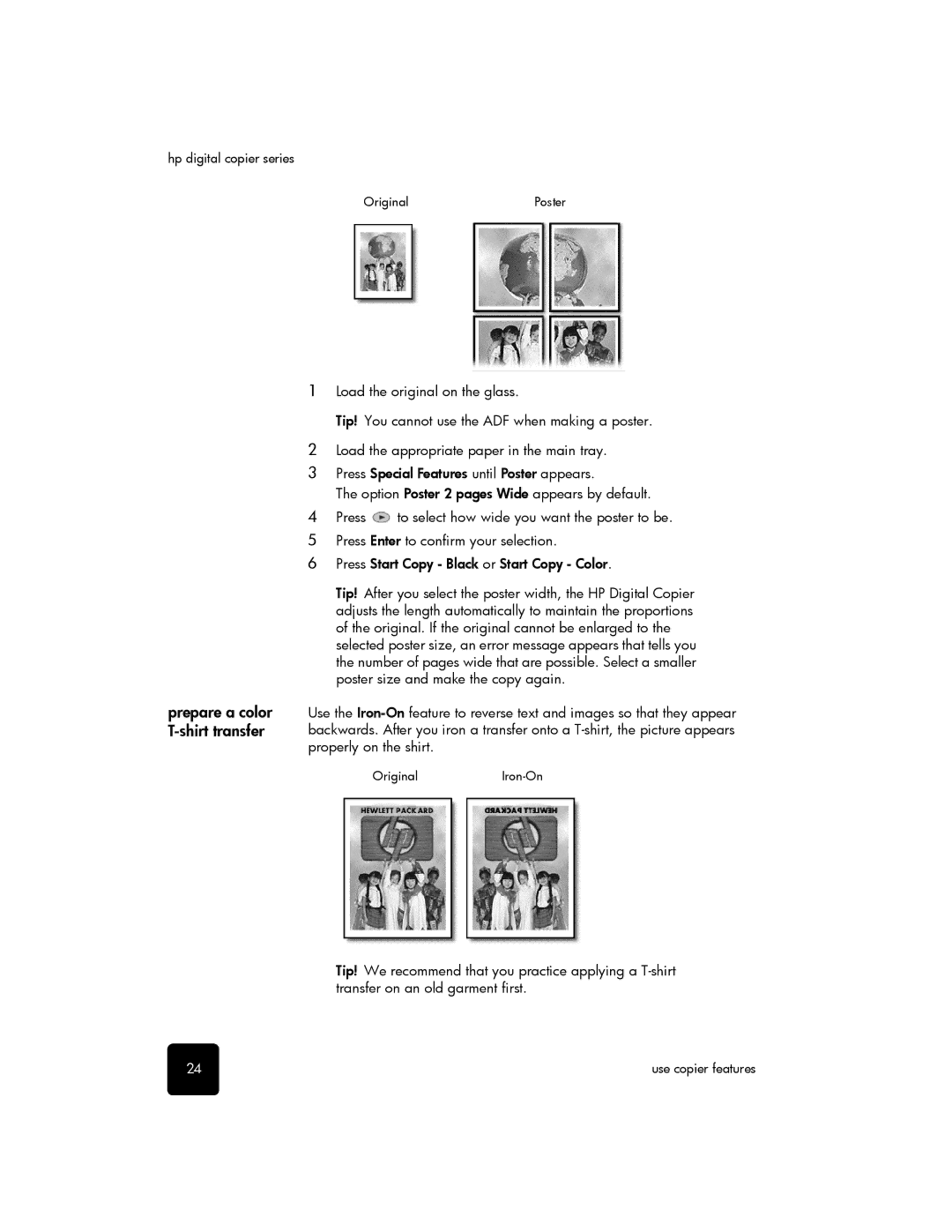 HP 510 manual Prepare a color T-shirt transfer 