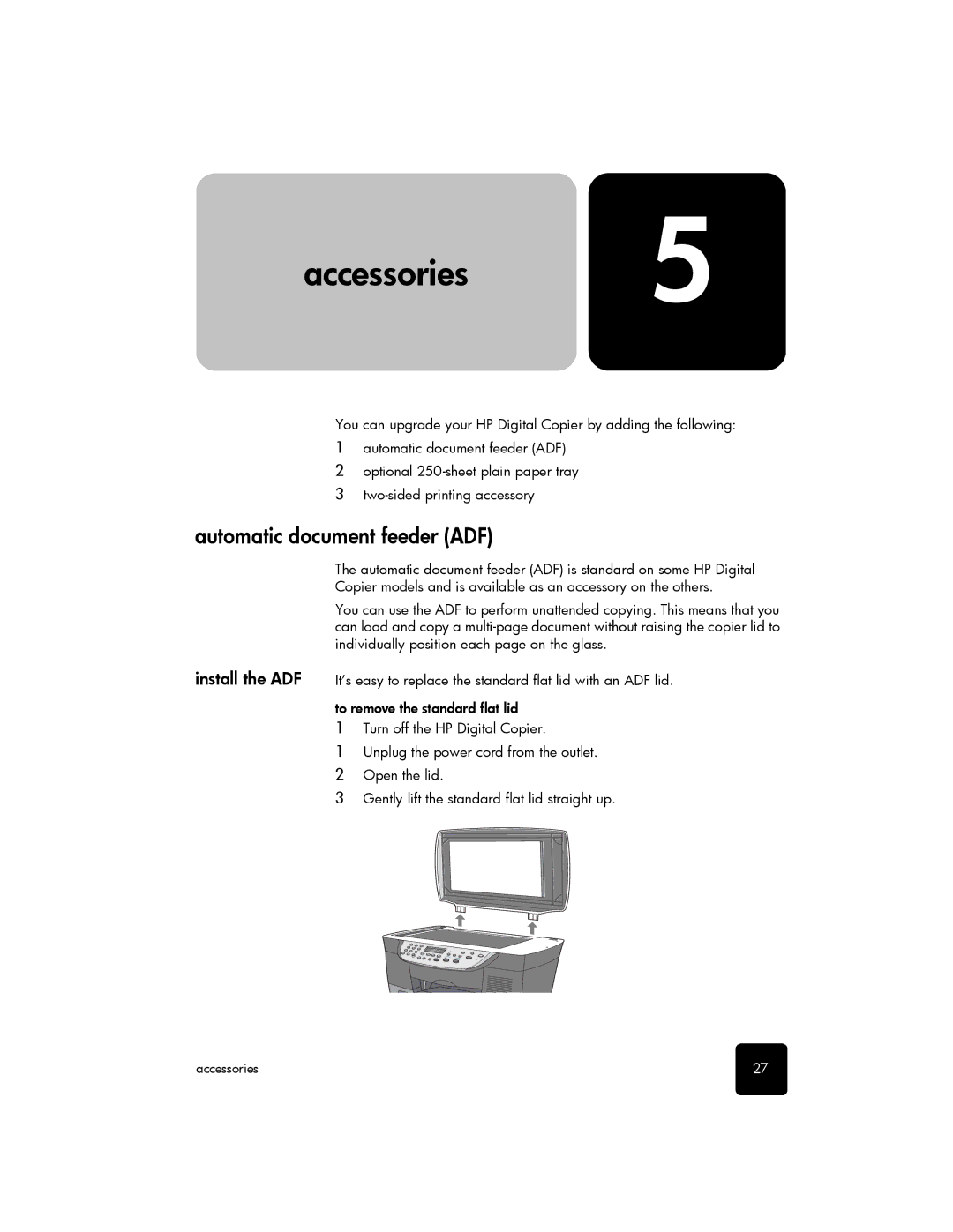 HP 510 manual Accessories5, Automatic document feeder ADF 