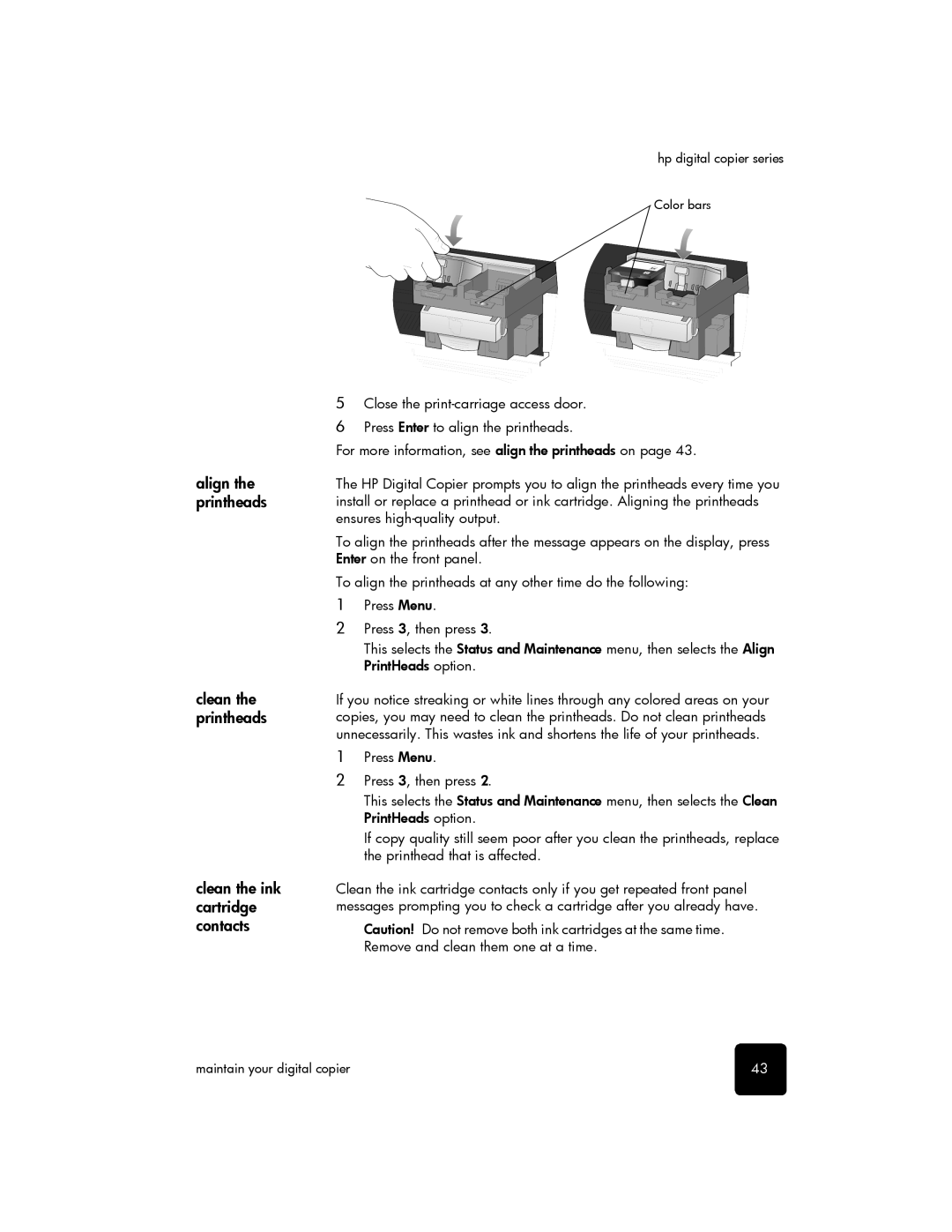 HP 510 manual Hp digital copier series Color bars 