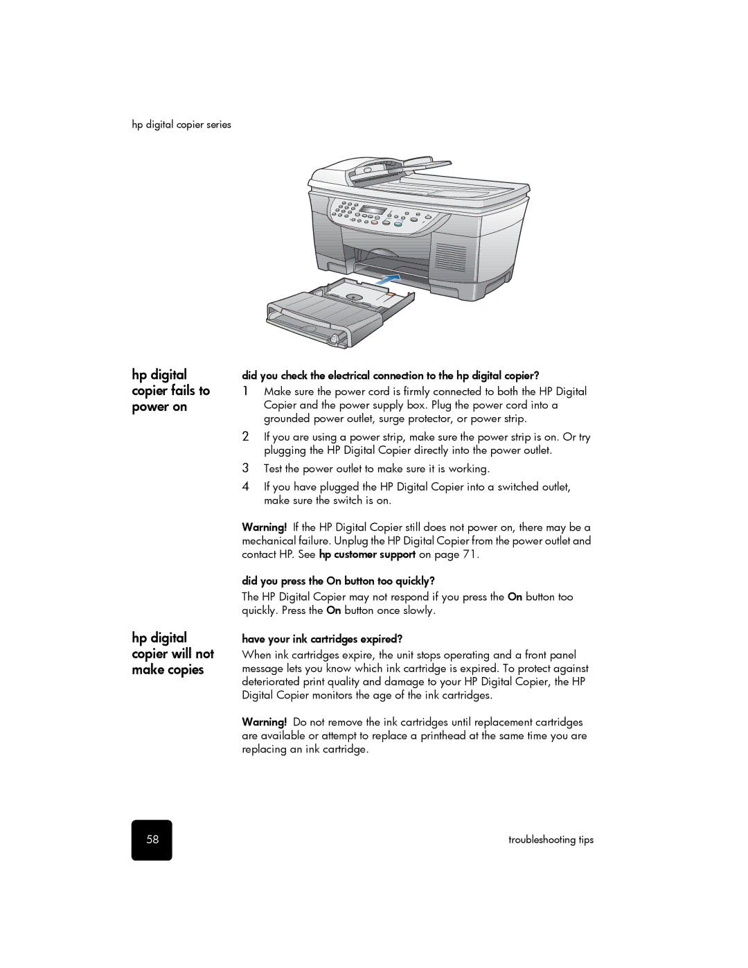 HP 510 manual Hp digital copier series 