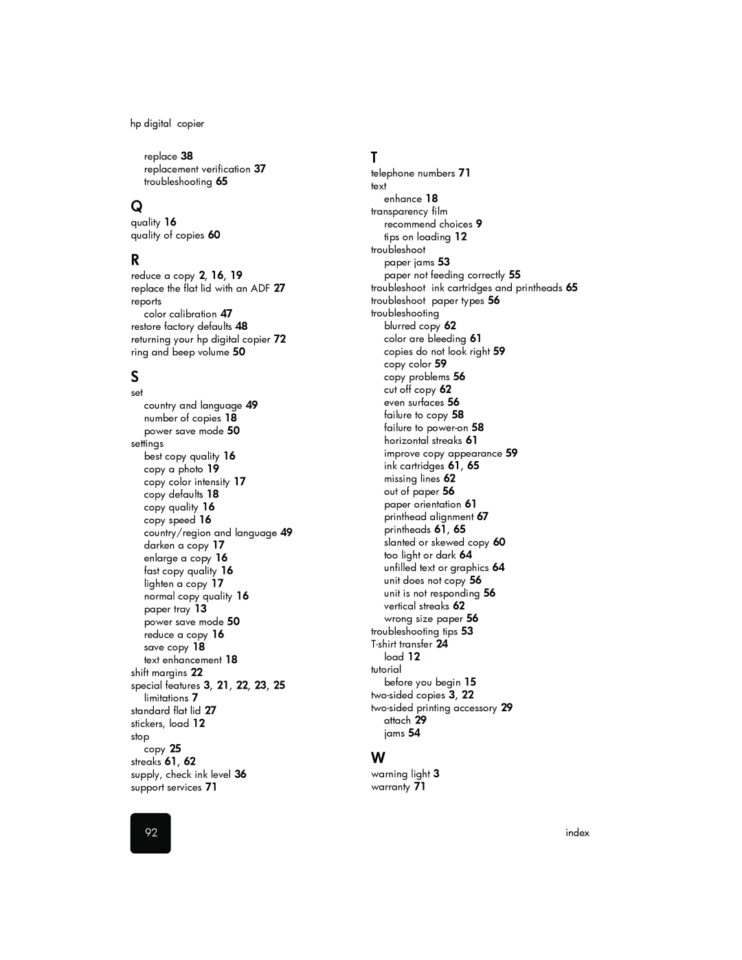 HP 510 manual Special features 3, 21, 22, 23, 25 limitations 