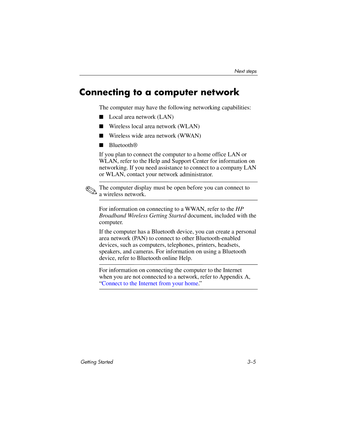 HP 510 manual Connecting to a computer network 