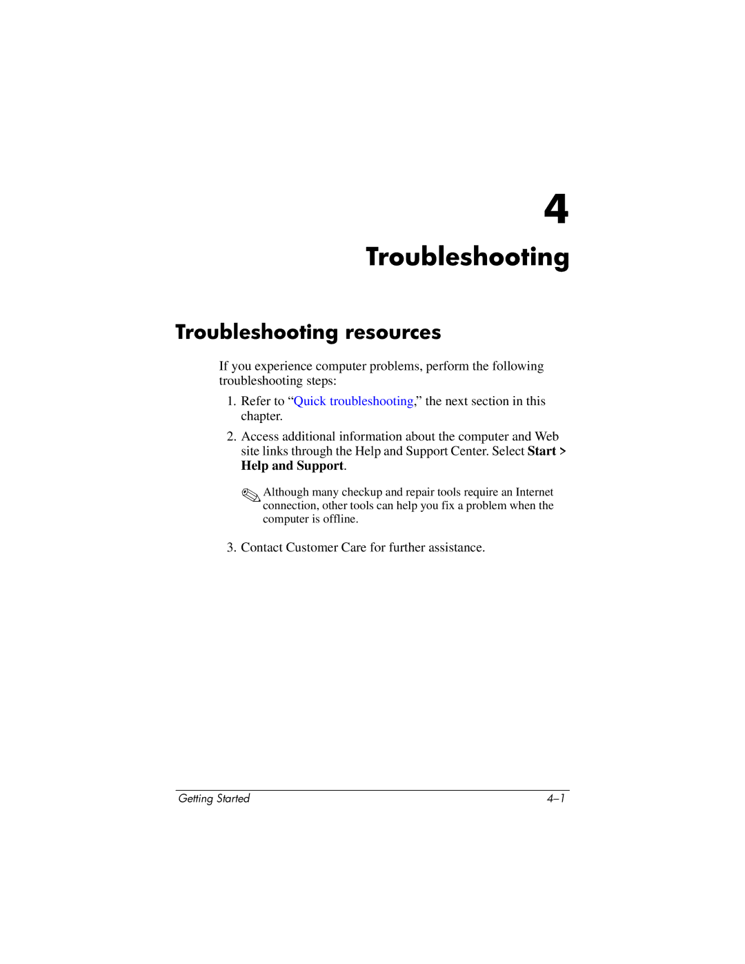 HP 510 manual Troubleshooting resources 