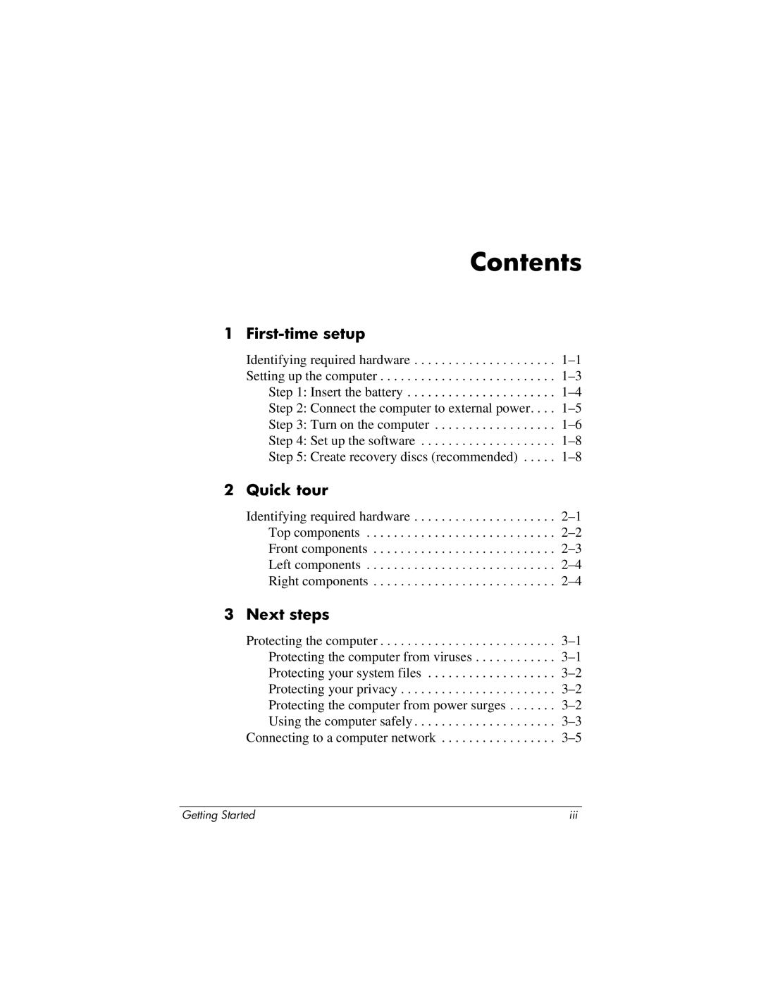 HP 510 manual Contents 