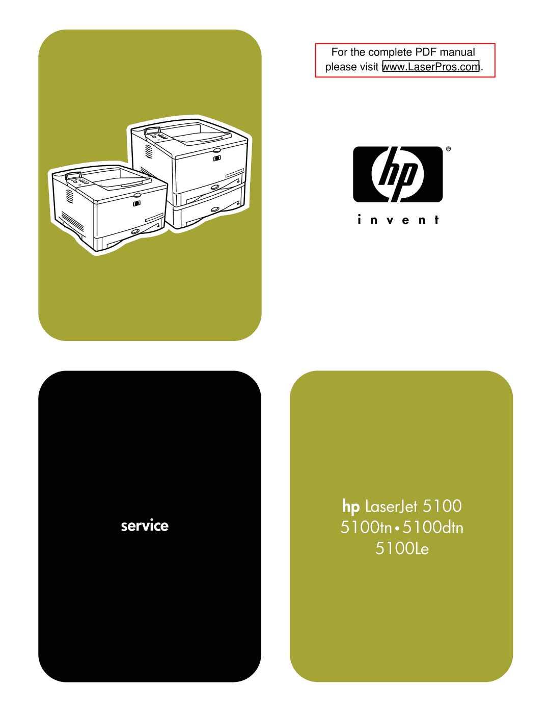 HP 5100 5100Le manual Hp LaserJet Service5100tn 5100dtn 5100Le 