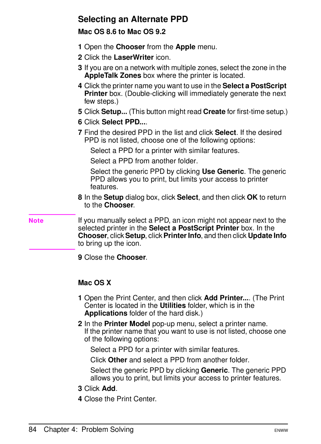 HP 5100dtn, 5100tn manual Selecting an Alternate PPD, Mac OS 8.6 to Mac OS, Click Select PPD 