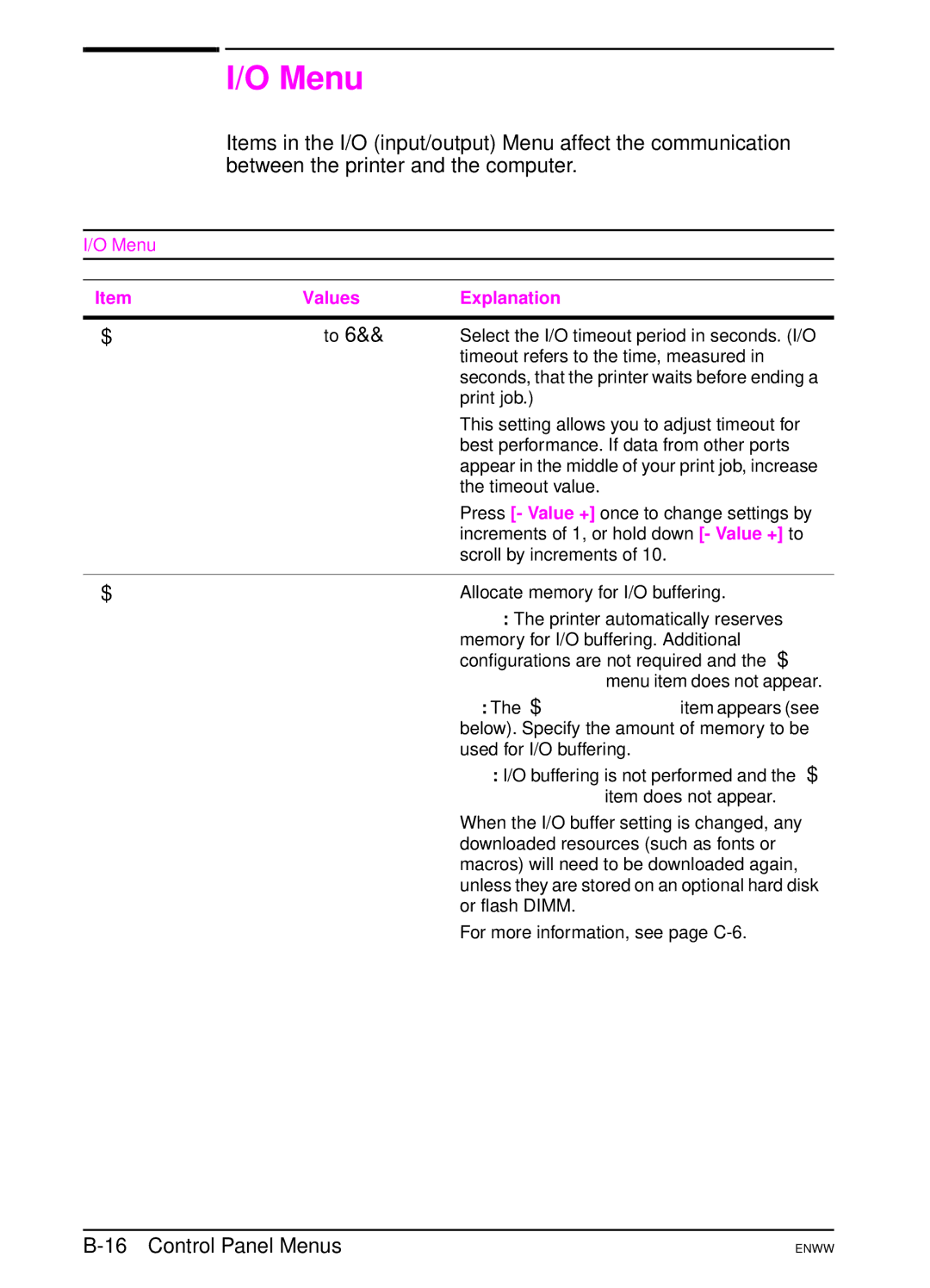 HP 5100dtn, 5100tn manual Menu, TIMEOUT=15, BUFFER=AUTO Auto 