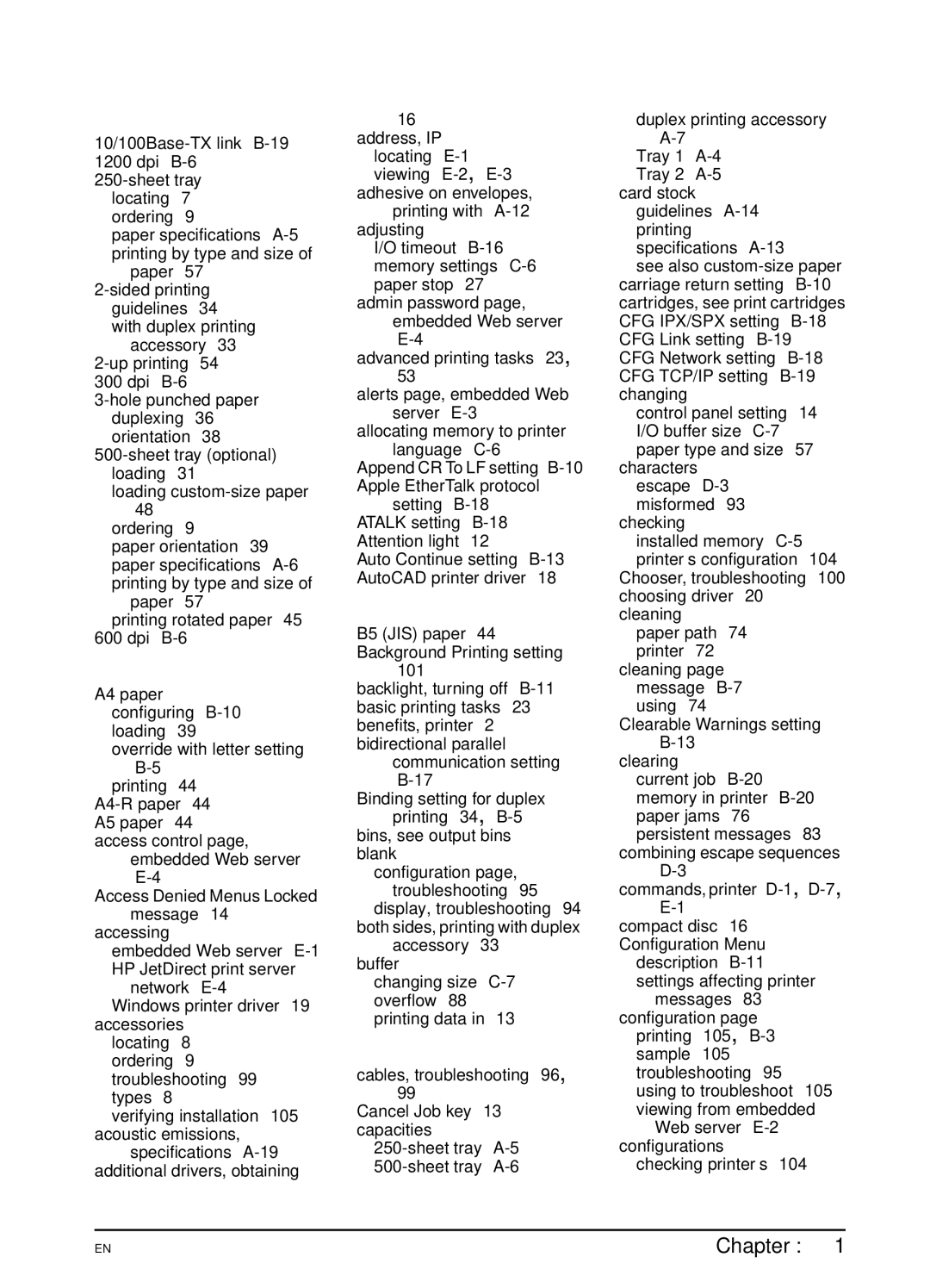 HP 5100tn, 5100dtn manual Index 