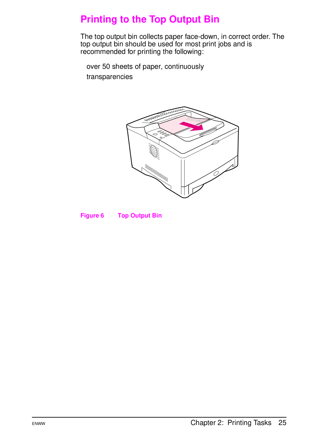 HP 5100tn, 5100dtn manual Printing to the Top Output Bin 