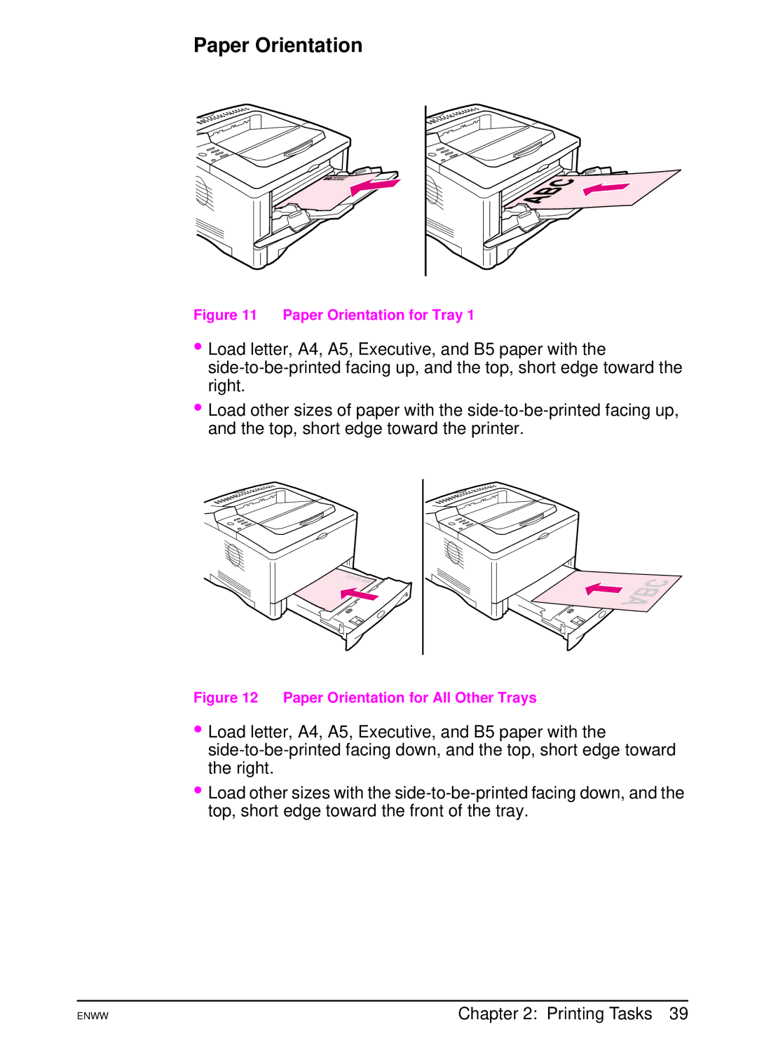 HP 5100tn, 5100dtn manual Paper Orientation for Tray 