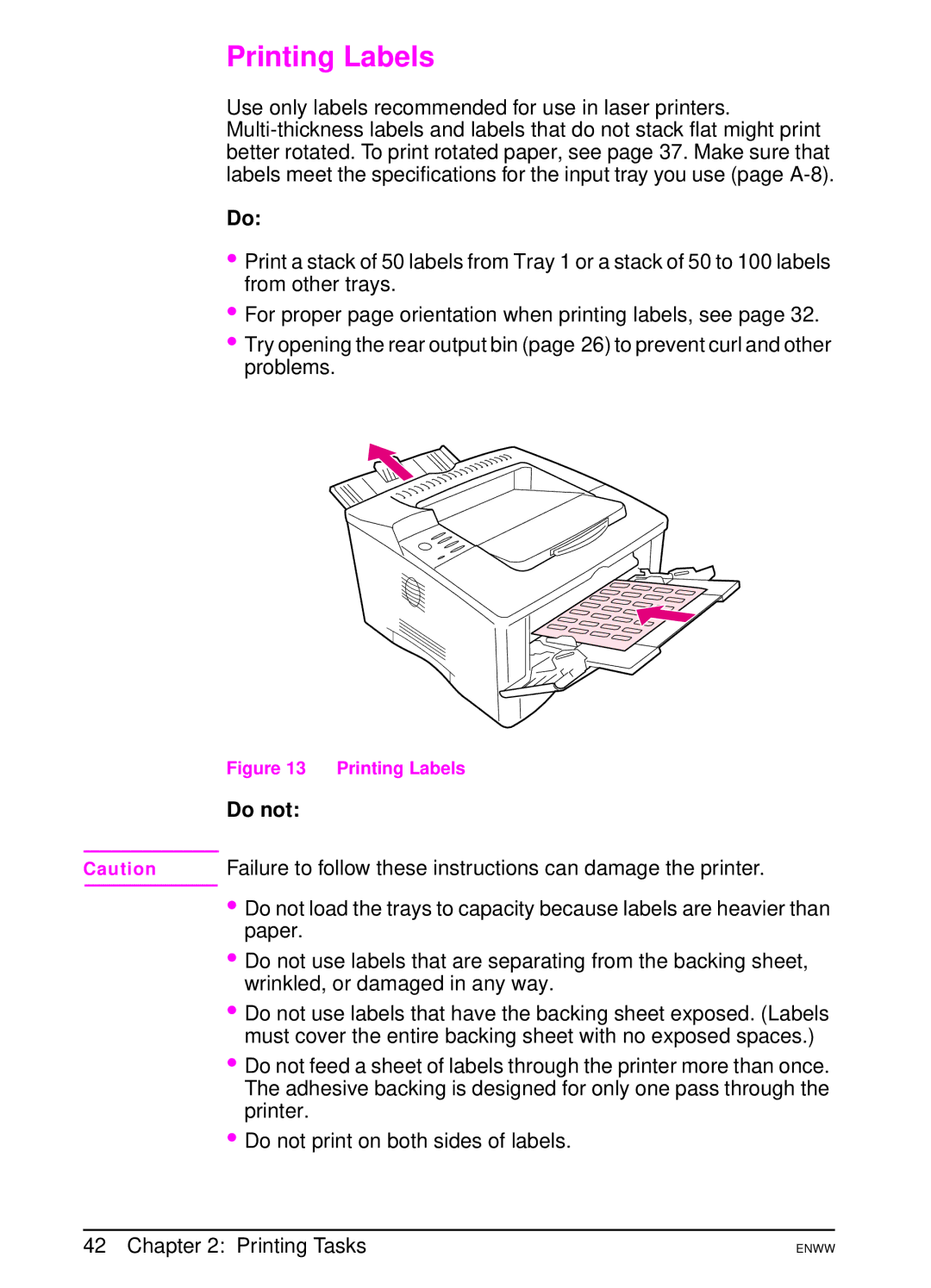 HP 5100dtn, 5100tn manual Printing Labels, Do not 