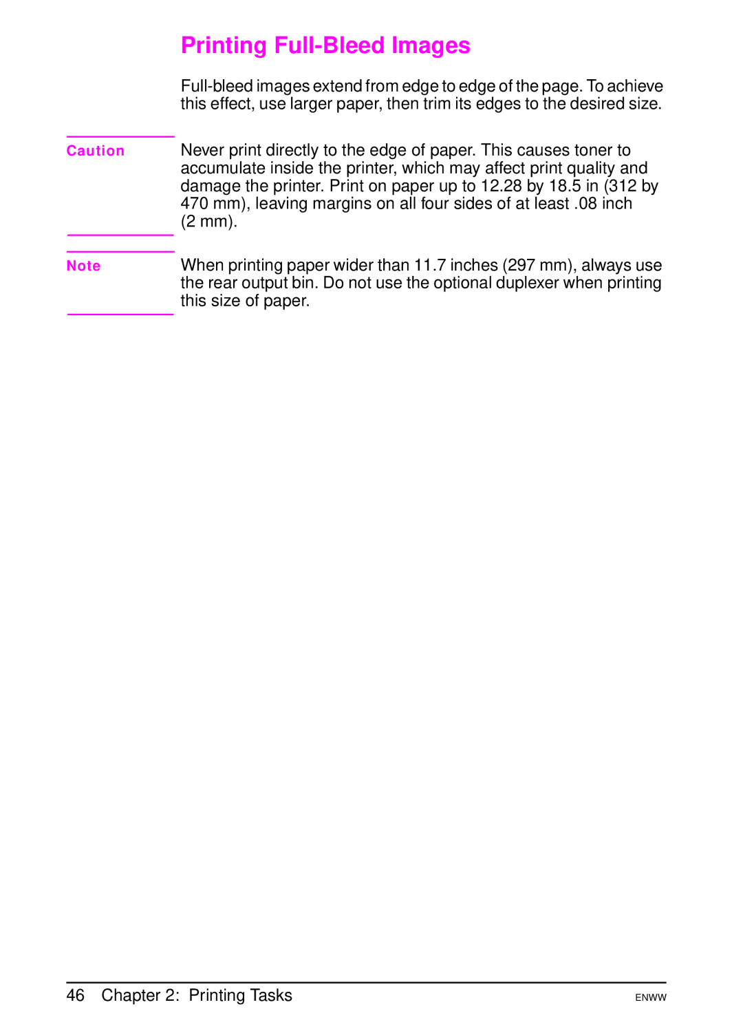 HP 5100dtn, 5100tn manual Printing Full-Bleed Images 