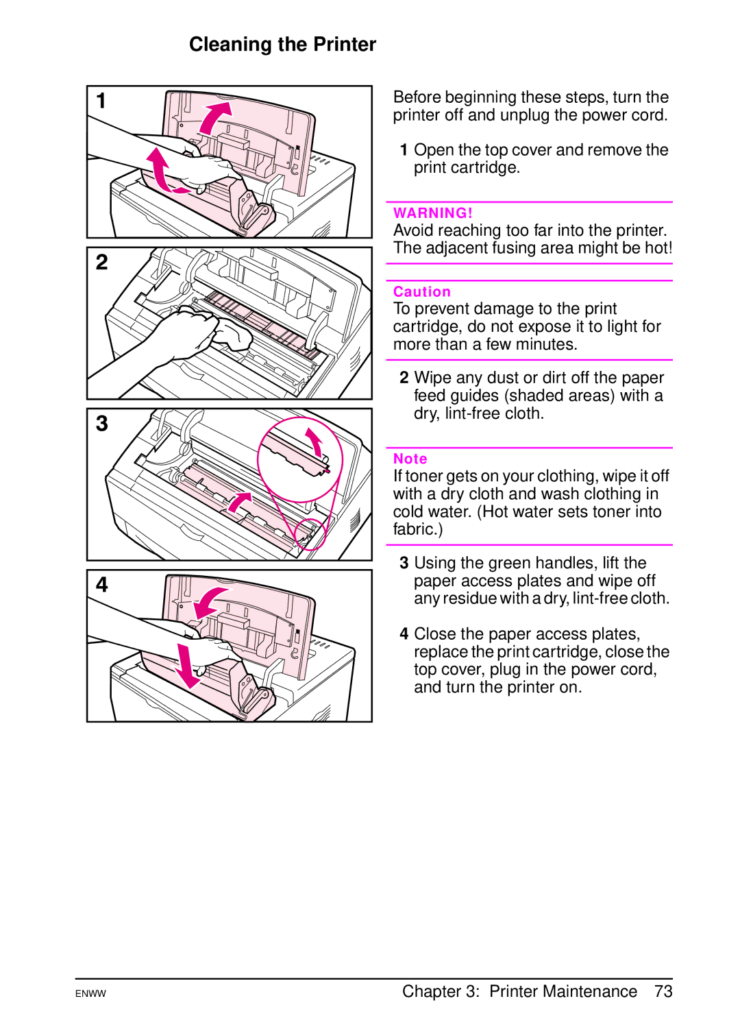 HP 5100tn, 5100dtn manual Cleaning the Printer 