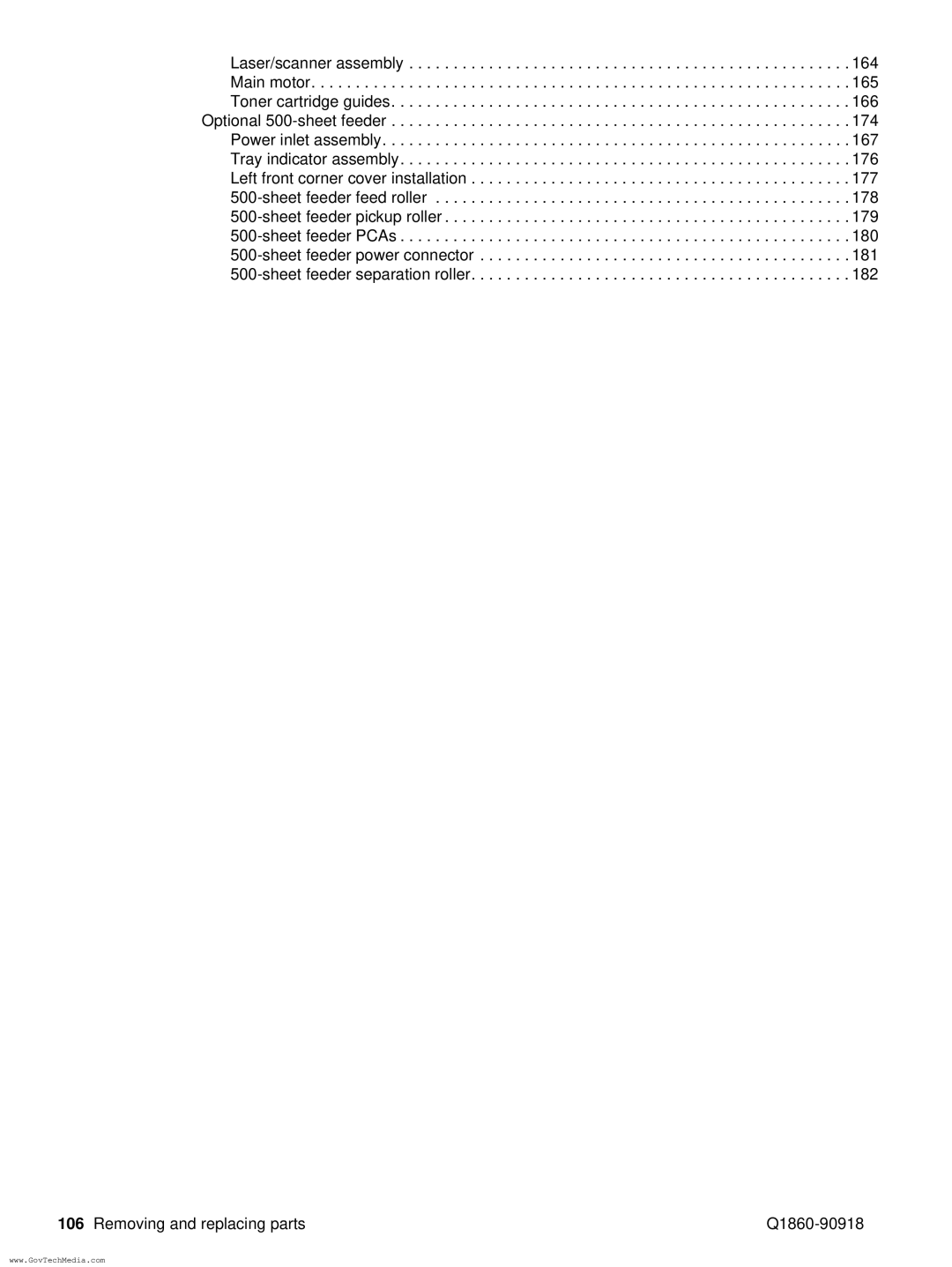 HP 5100LE manual Removing and replacing parts Q1860-90918 