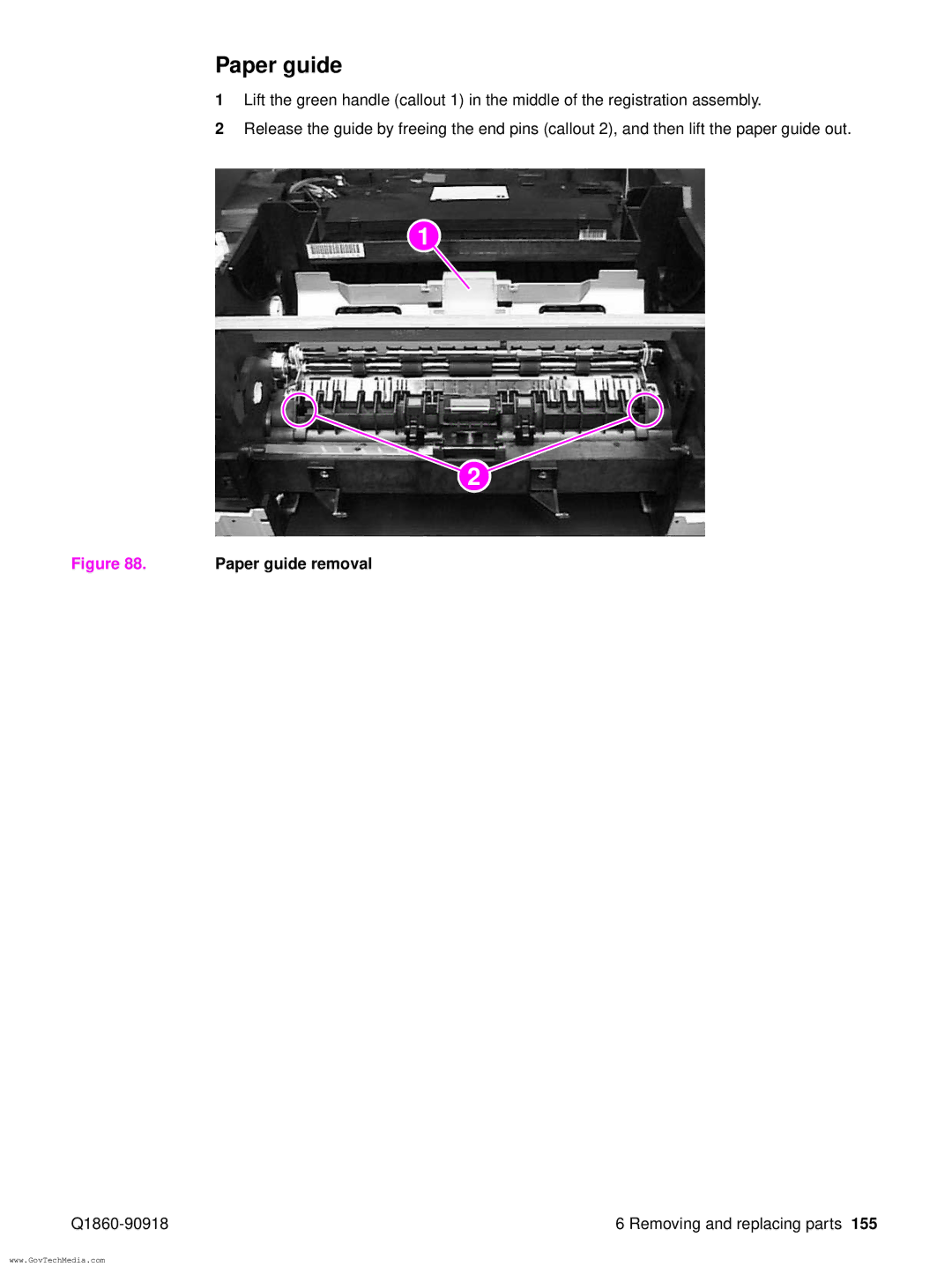 HP 5100LE manual Paper guide removal 