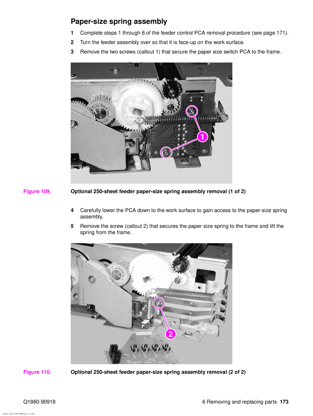 HP 5100LE manual Paper-size spring assembly 