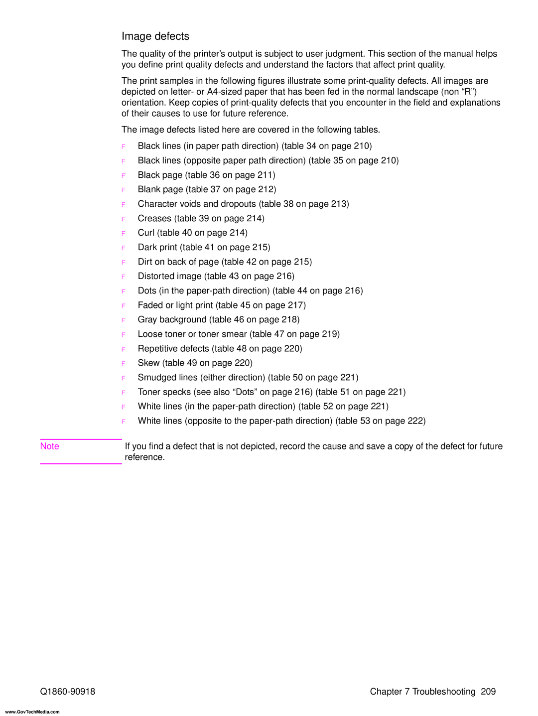 HP 5100LE manual Image defects 