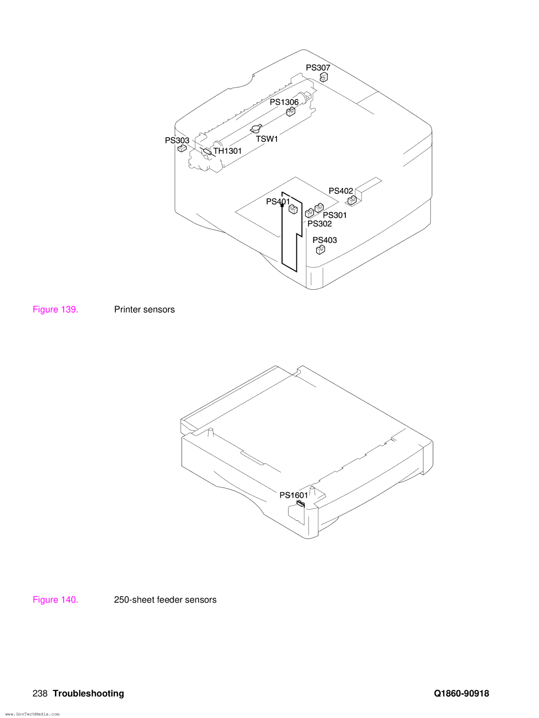 HP 5100LE manual Printer sensors 