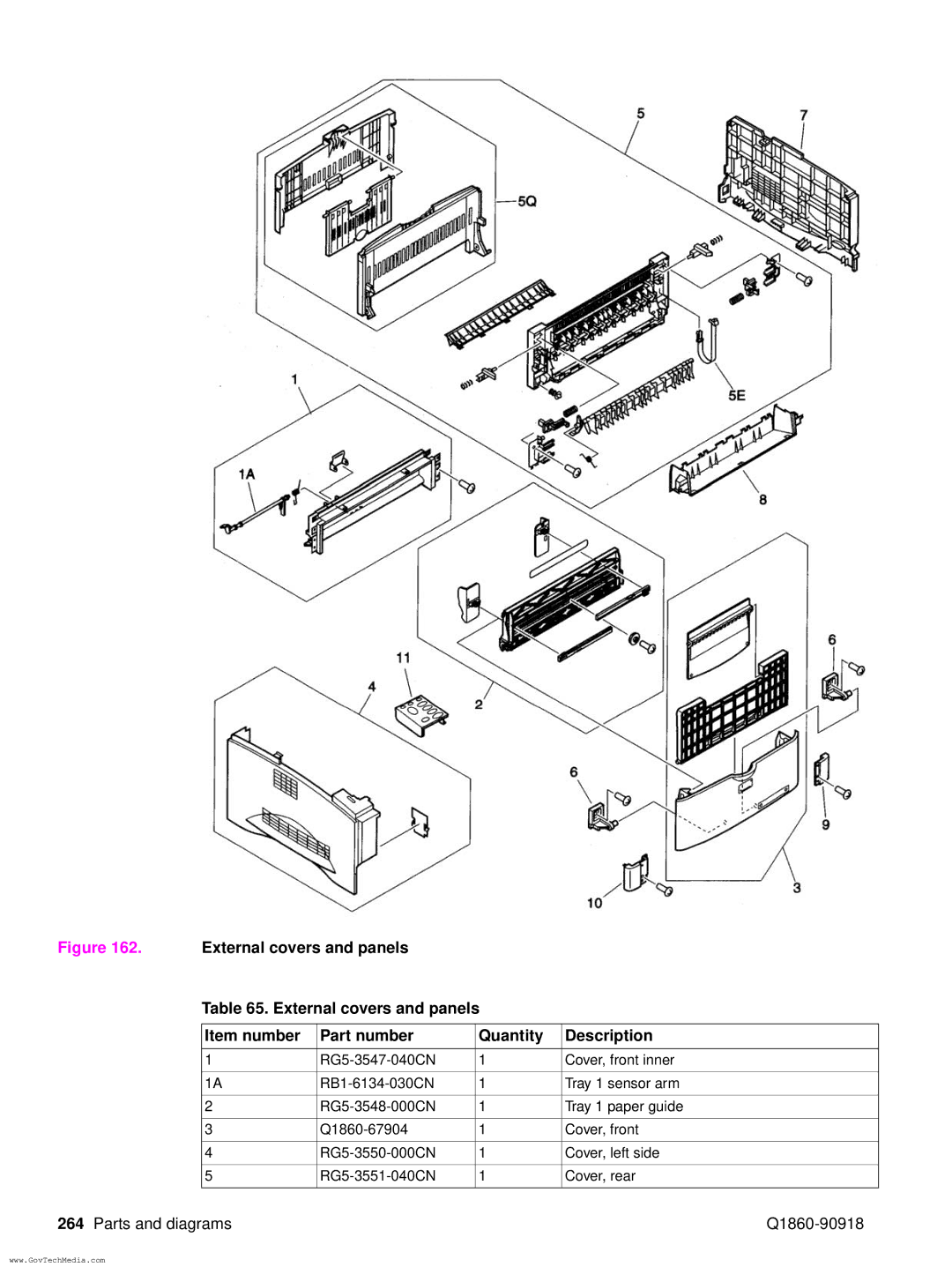 HP 5100LE manual Parts and diagrams Q1860-90918 