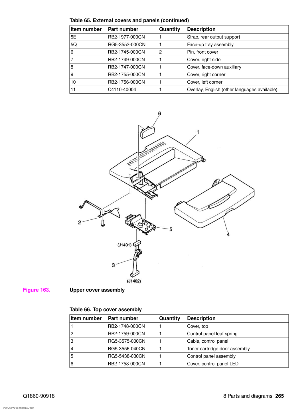 HP 5100LE manual Q1860-90918 Parts and diagrams 