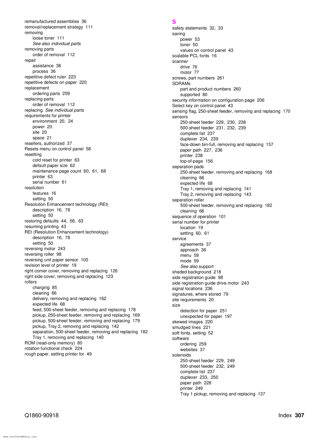 HP 5100LE manual Q1860-90918 Index 