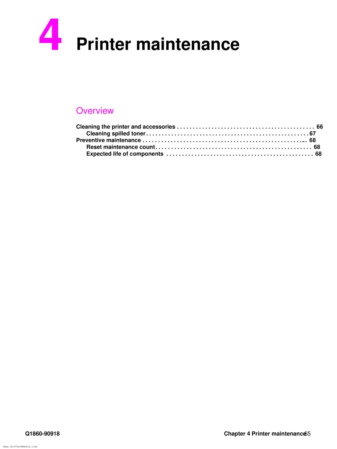 HP 5100LE manual Printer maintenance 