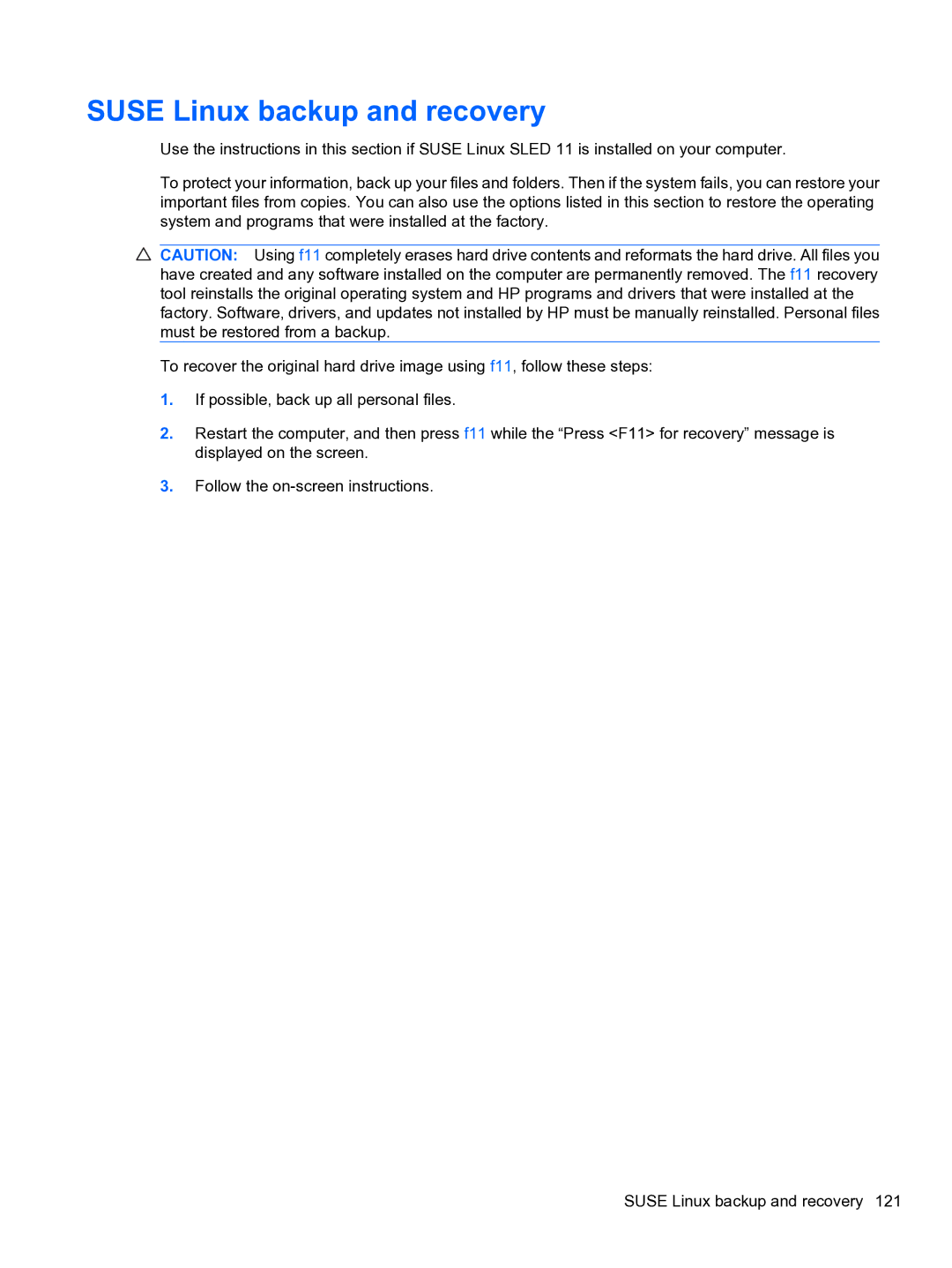 HP 5102 manual Suse Linux backup and recovery 