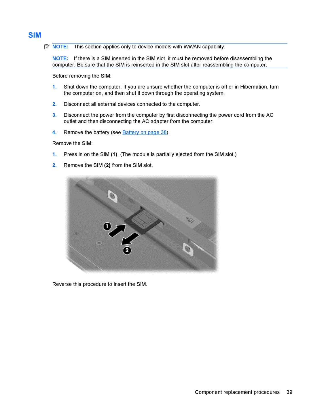 HP 5103 manual Sim 